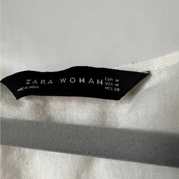 Zara Women’s Cream Sleeveless Ruffle Floral Embroidered Dress Size Medium - Picture 4 of 13